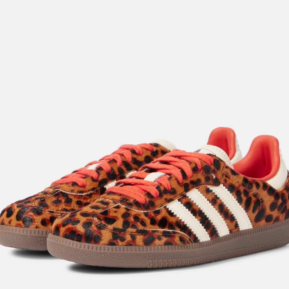 Adidas OG Samba Cheetah Print Sneakers Preloved Red with Red Laces